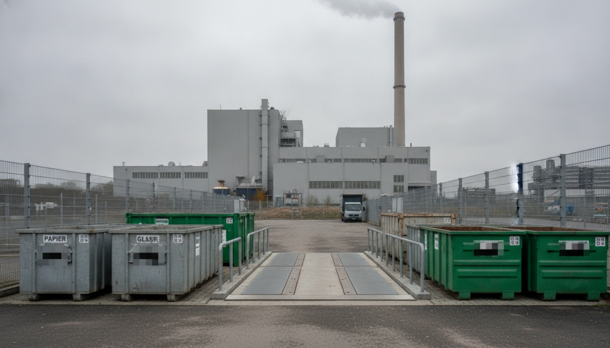 Kommunaler Wertstoffhof mit Containern