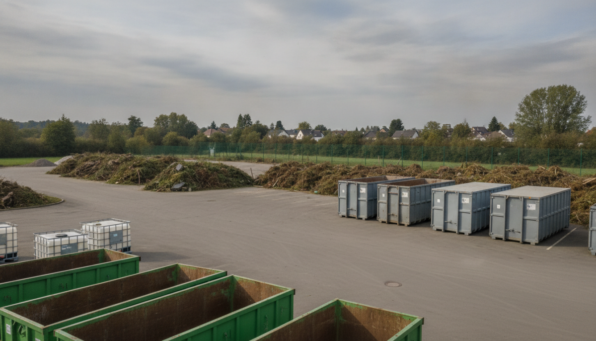 Kommunaler Wertstoffhof mit Gruensammelstelle am Ortsrand