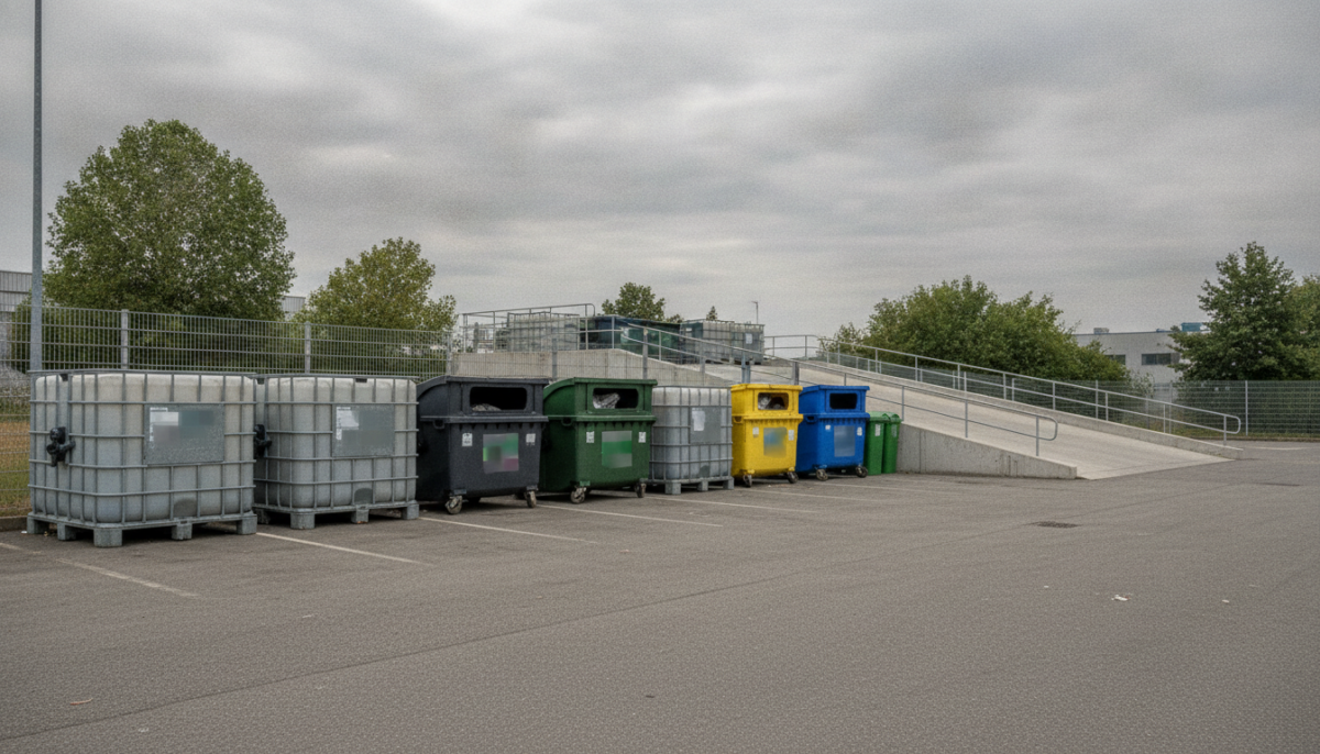 Sammelcontainer auf einem kommunalen Wertstoffhof