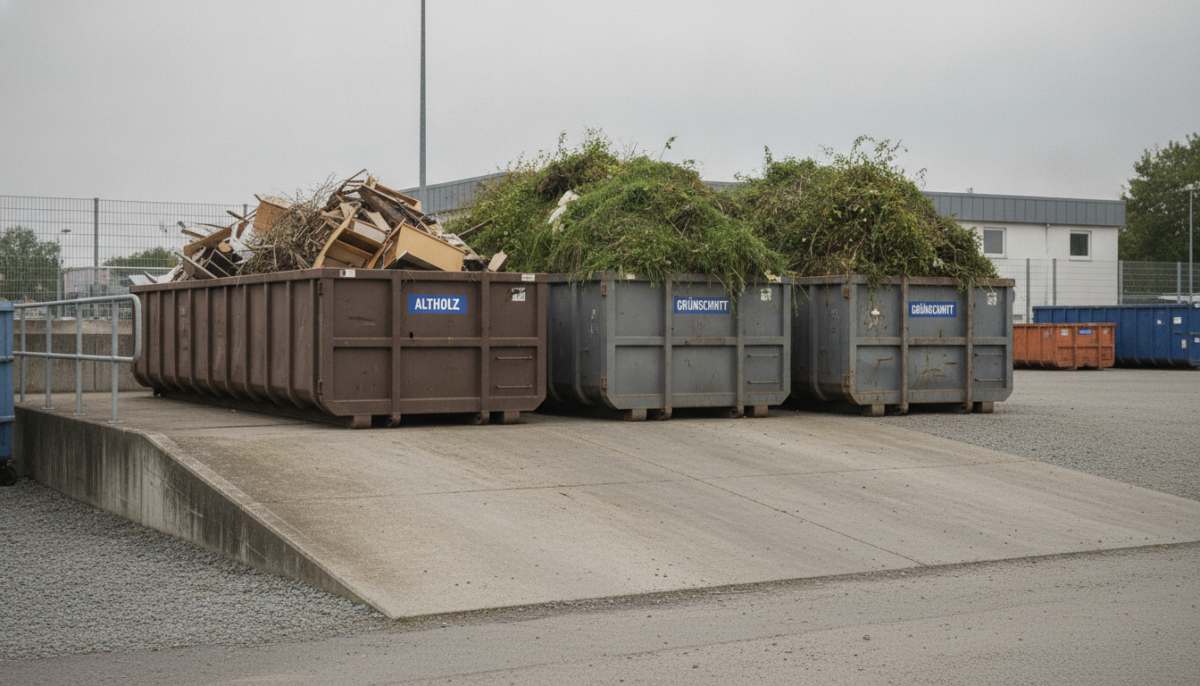 Sammelcontainer auf einem kommunalen Wertstoffhof