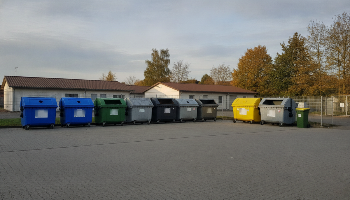 Kommunaler Wertstoffhof mit Sammelcontainern