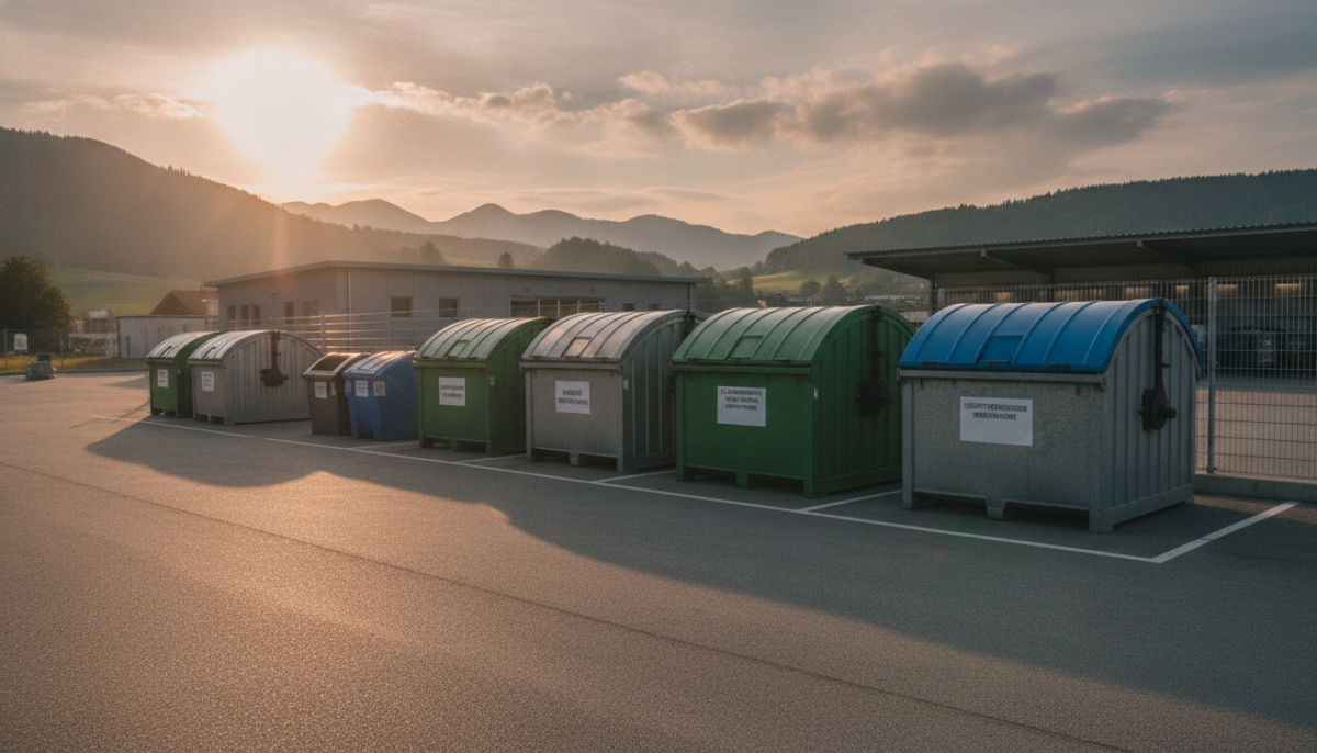 Kommunaler Wertstoffhof mit Sammelcontainern