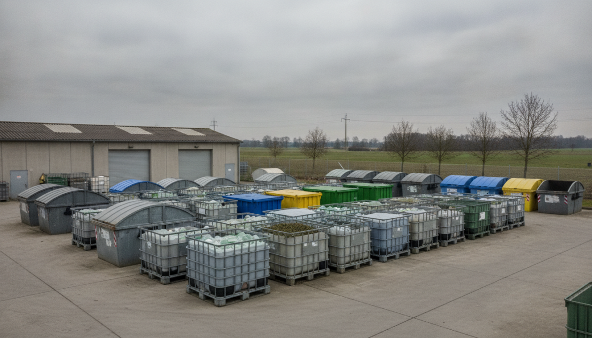 Kommunaler Wertstoffhof mit Sammelcontainern