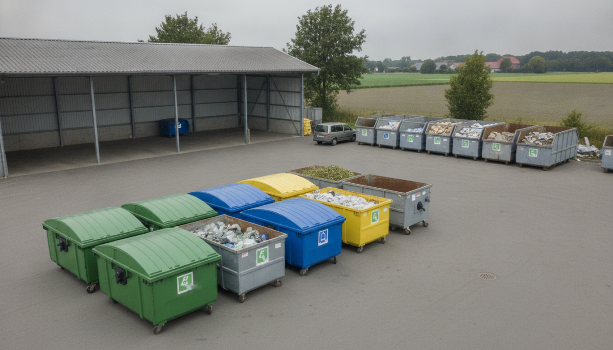 Kommunaler Wertstoffhof mit Sammelcontainern
