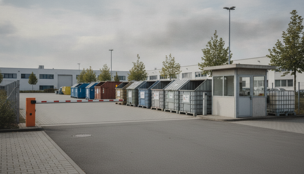 Sammelcontainer auf einem kommunalen Wertstoffhof