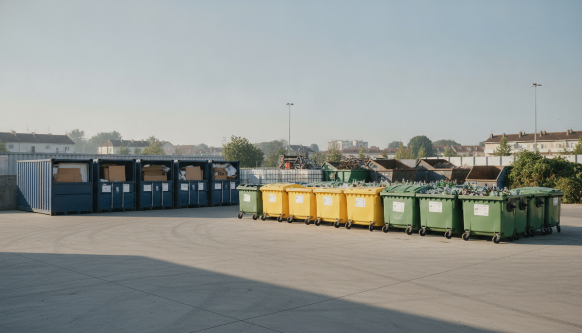 Kommunaler Wertstoffhof mit getrennten Containern