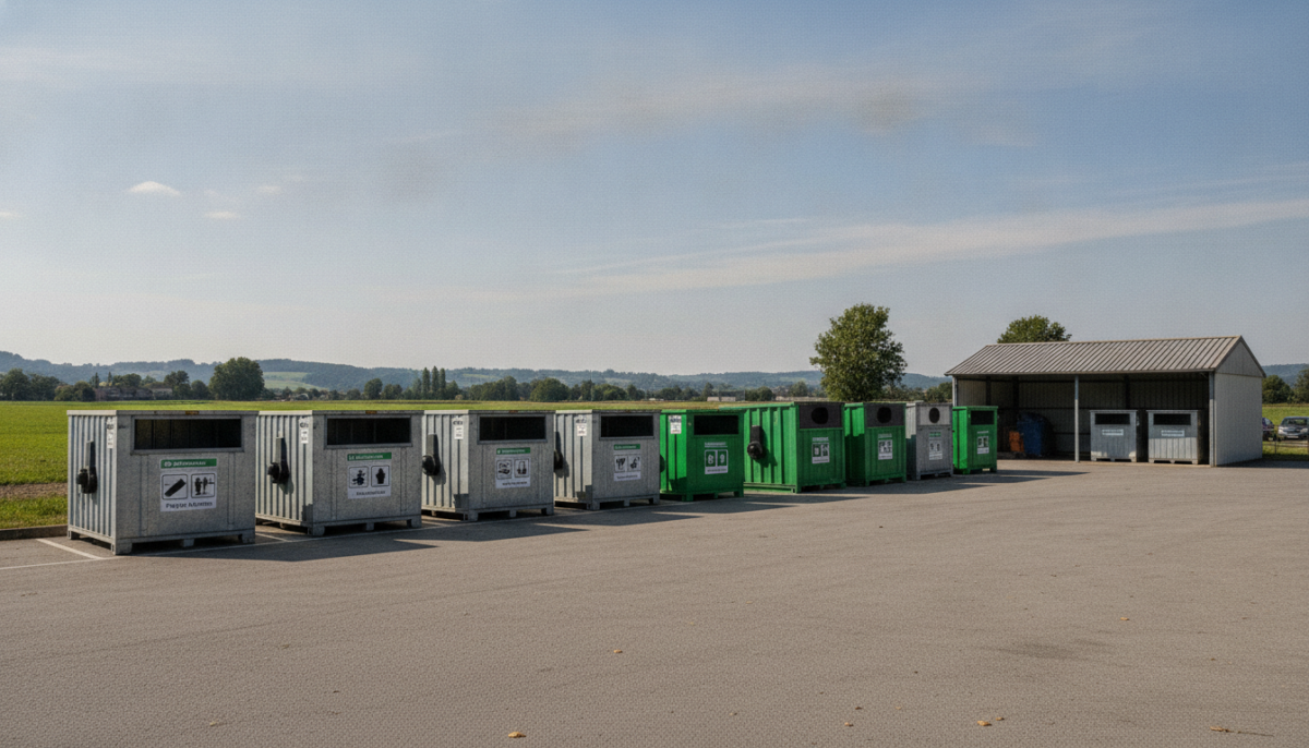 Kommunales Wertstoffzentrum mit Containern