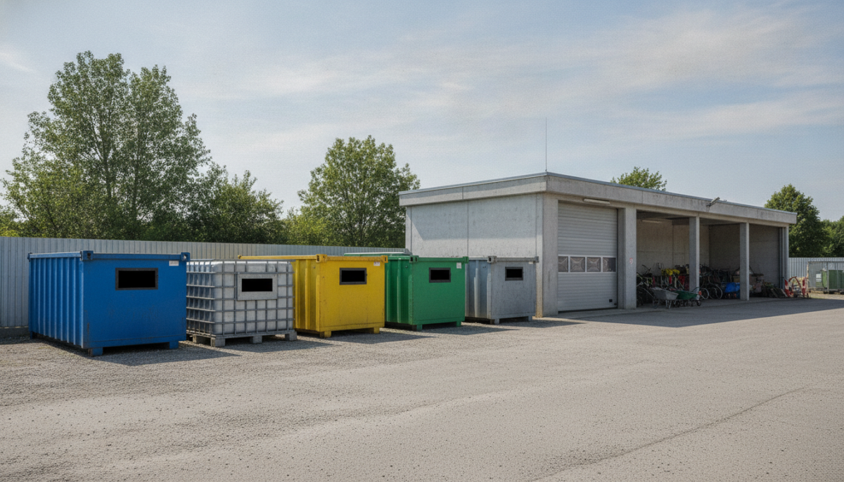 Kommunales Wertstoffzentrum mit Containern