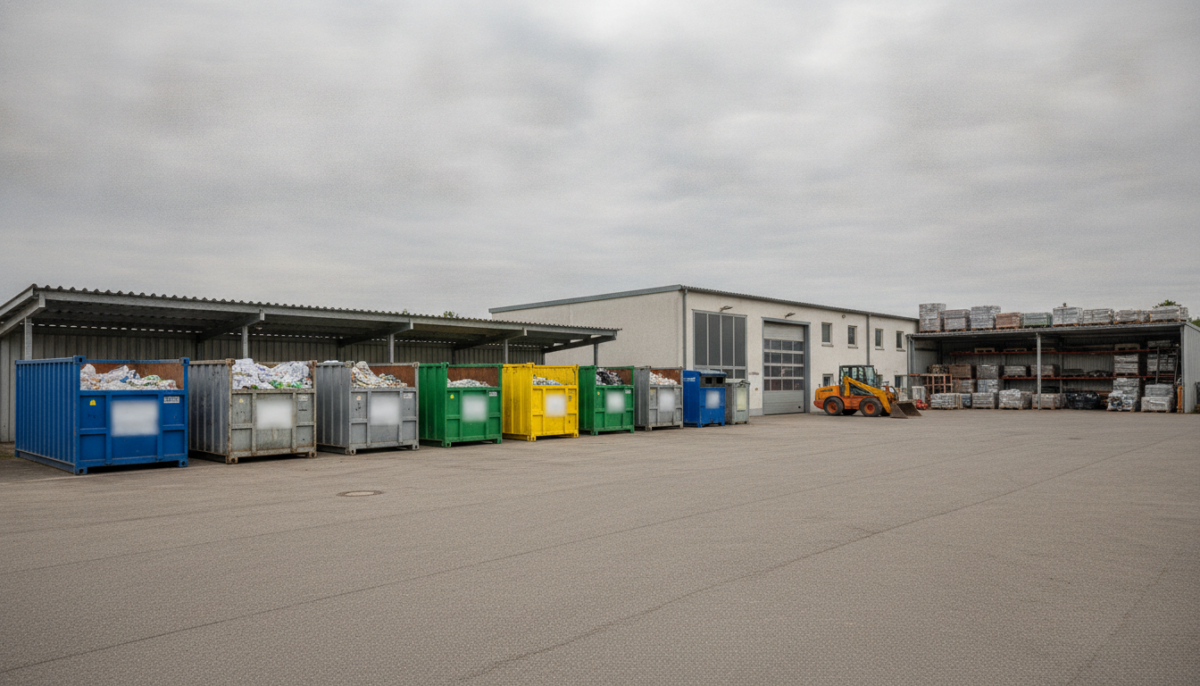 Kommunales Wertstoffzentrum mit Containern
