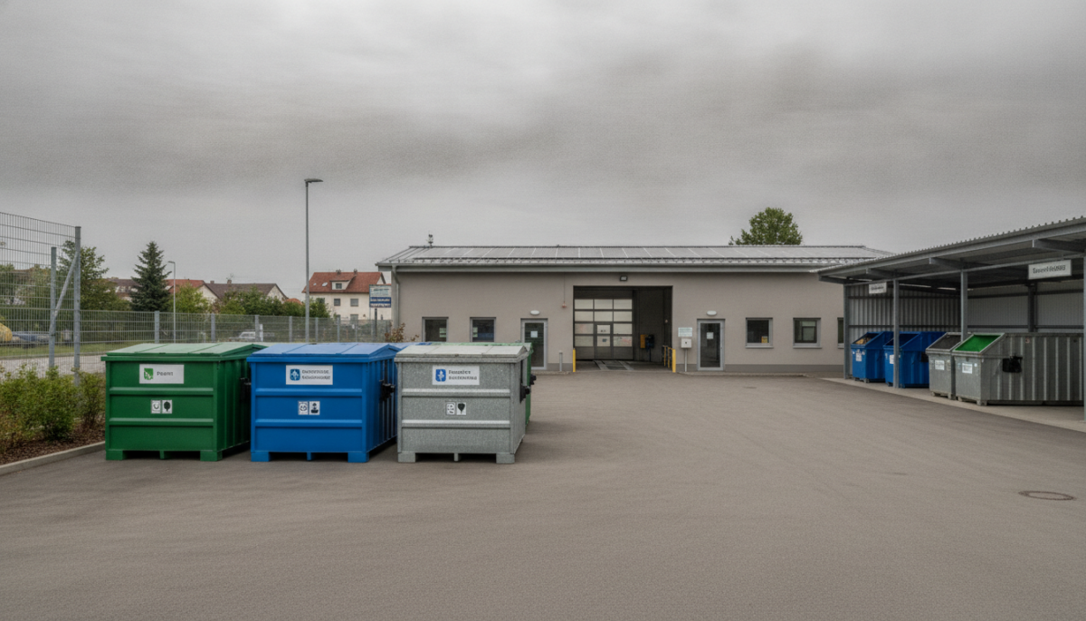 Kommunales Wertstoffzentrum mit Containern