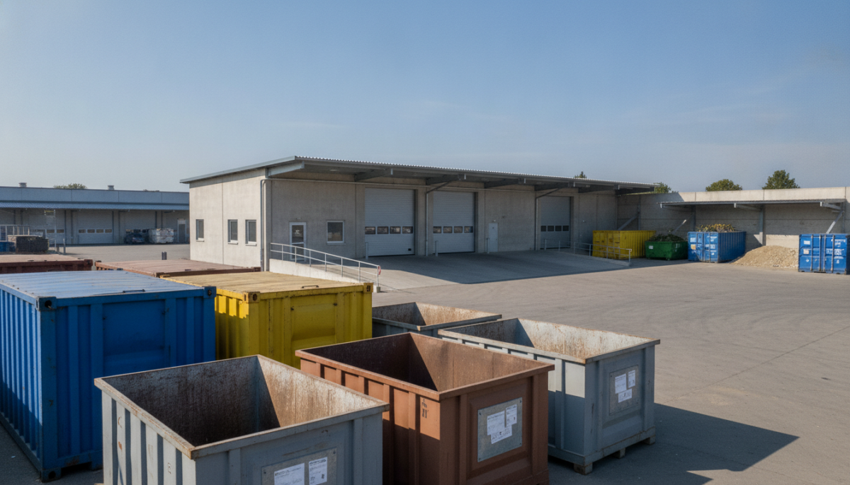Kommunales Wertstoffzentrum mit Containern