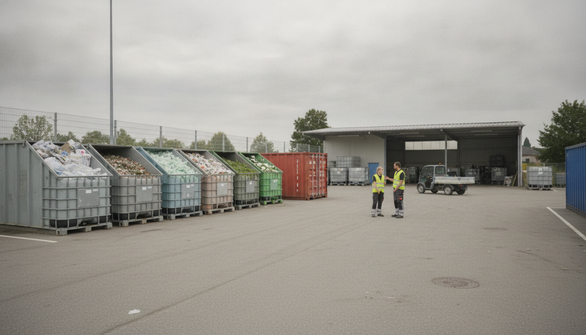 Kommunales Wertstoffzentrum mit Containern