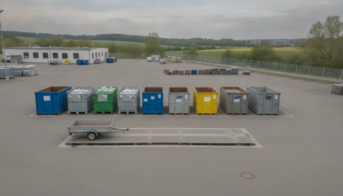 Kommunales Wertstoffzentrum mit Containern