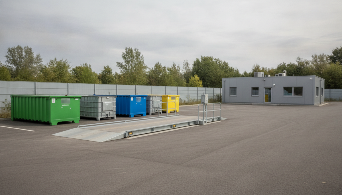 Kommunales Wertstoffzentrum mit Containern