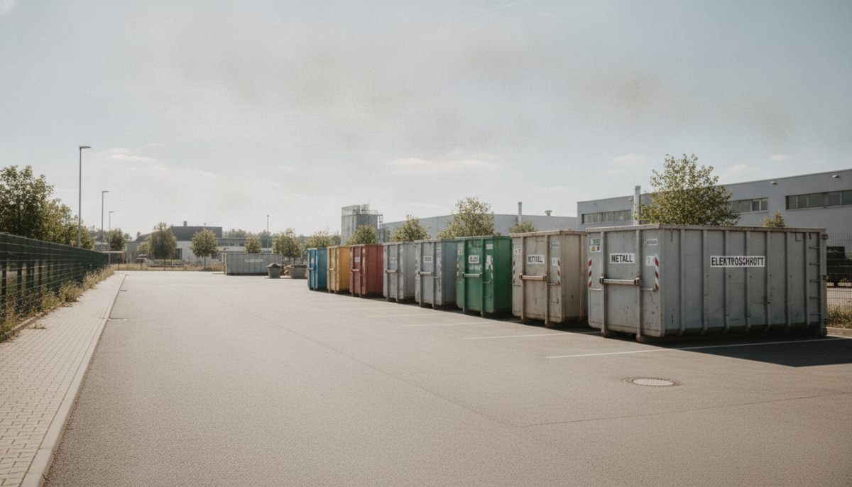 Kommunales Wertstoffzentrum mit Containern und Zufahrt