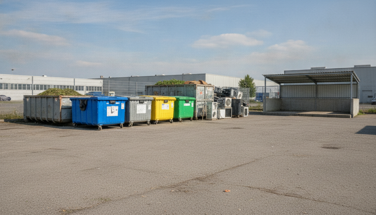 Kommunales Wertstoffzentrum mit Sammelcontainern