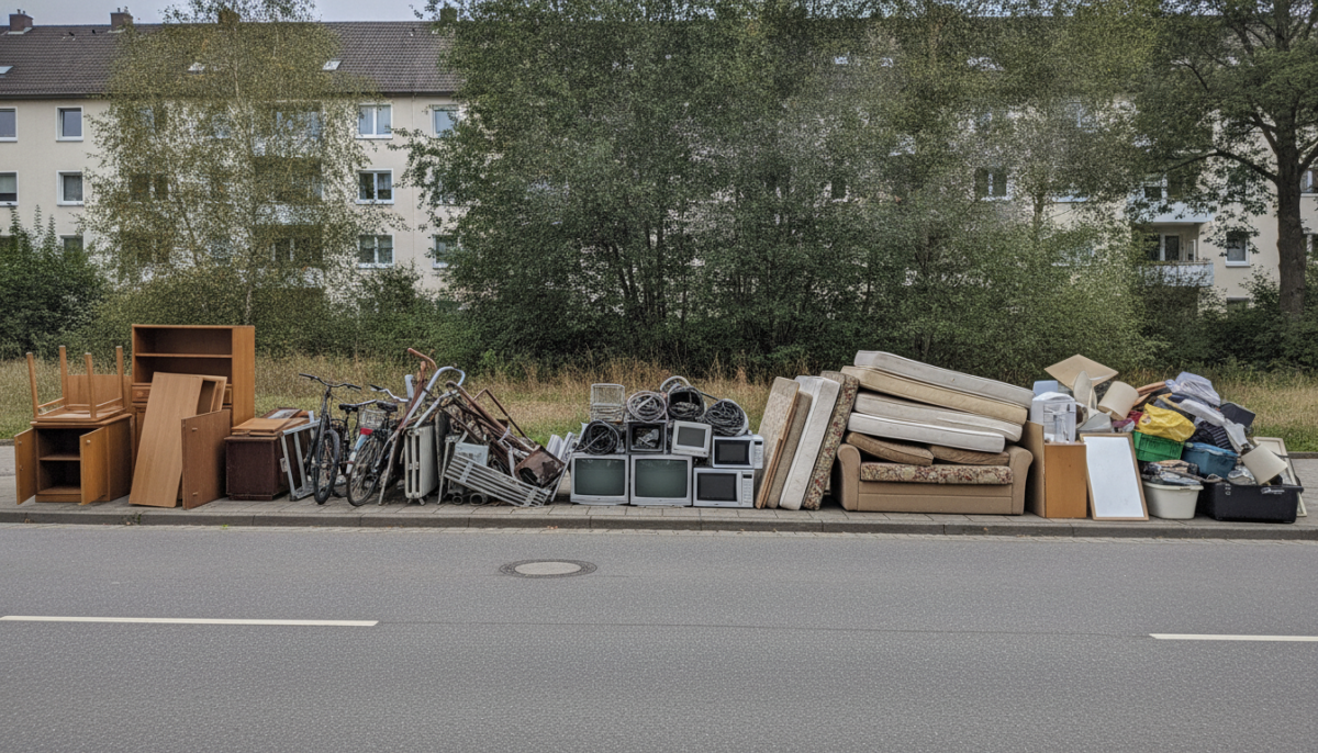 Sortierter Sperrmuell am Strassenrand
