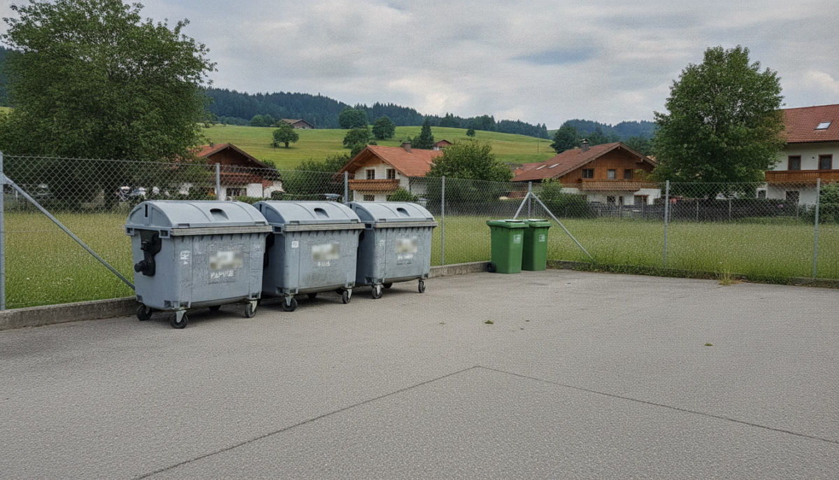 Sehr kleiner kommunaler Wertstoffhof mit wenigen Containern