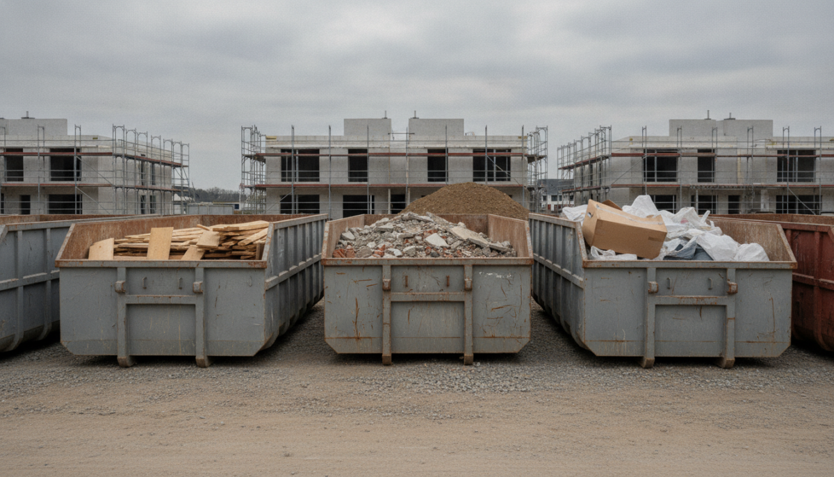 Sortierter Bauabfall in Containern