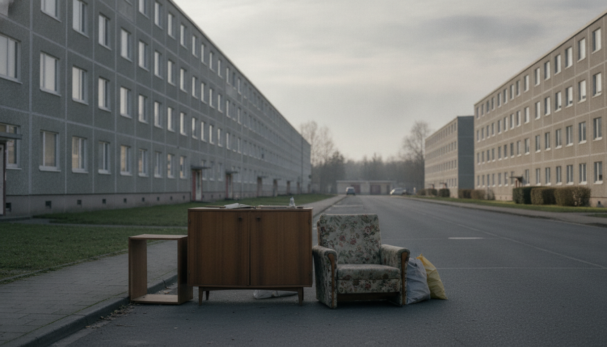 Sperrmuell am Strassenrand einer Wohnstrasse