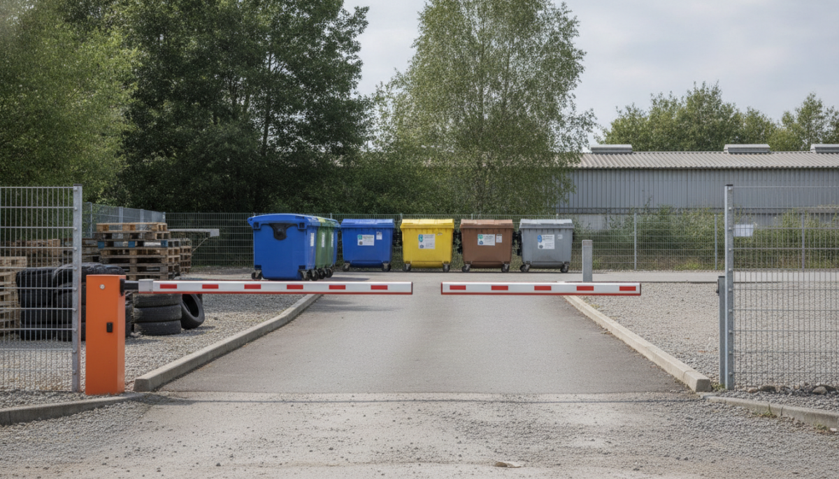 Anlieferungsrampe und Sammelcontainer auf einem Wertstoffhof