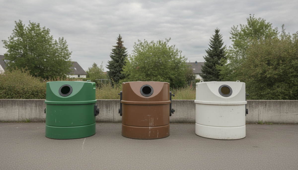 Altglascontainer an einem Sammelplatz