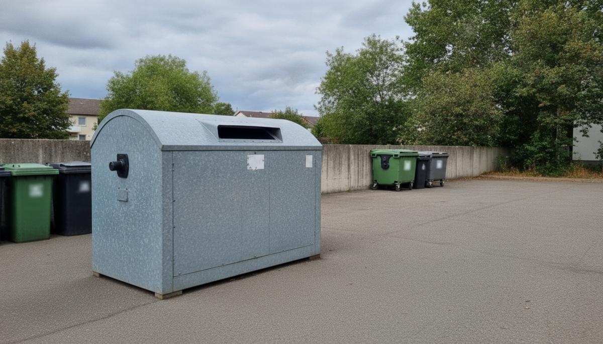 Altkleidercontainer an einem Sammelplatz
