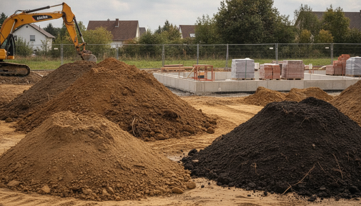 Erdaushub auf einer Baustelle
