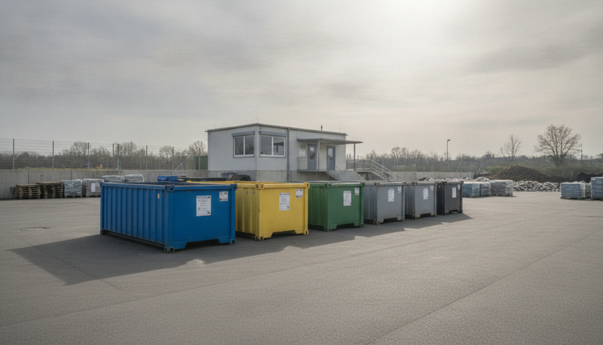 Grossstaedtischer Recyclinghof mit Containern