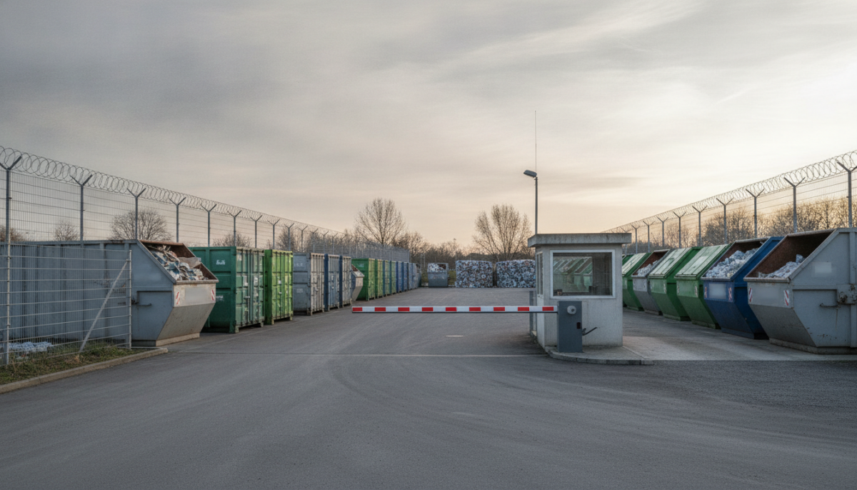 Grossstaedtischer Recyclinghof mit Containern