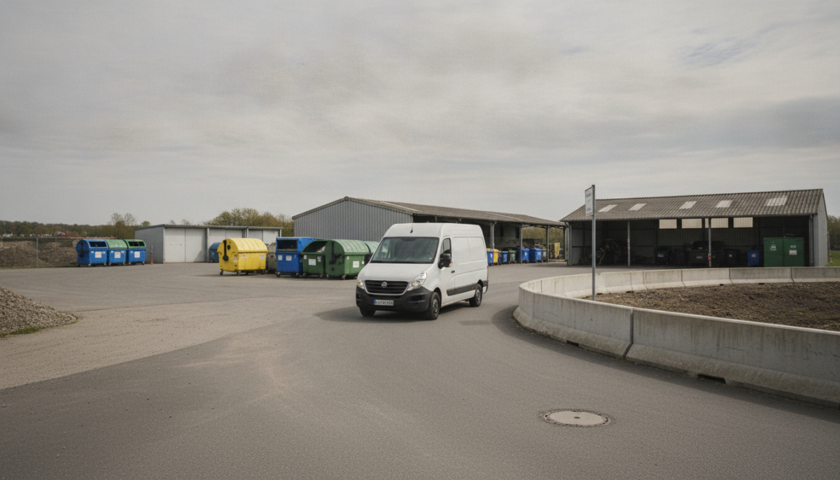 Transporter an einem Wertstoffhof