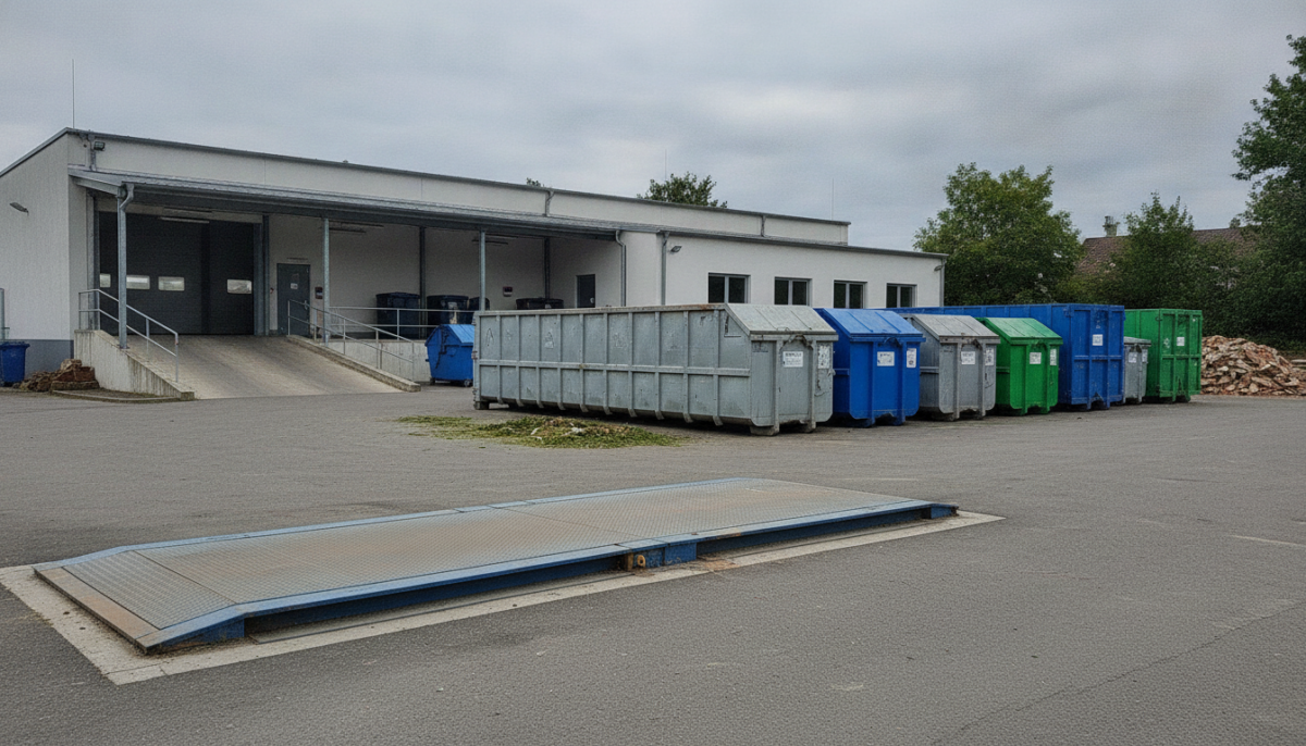 Abfallverwertungsstation mit Containern