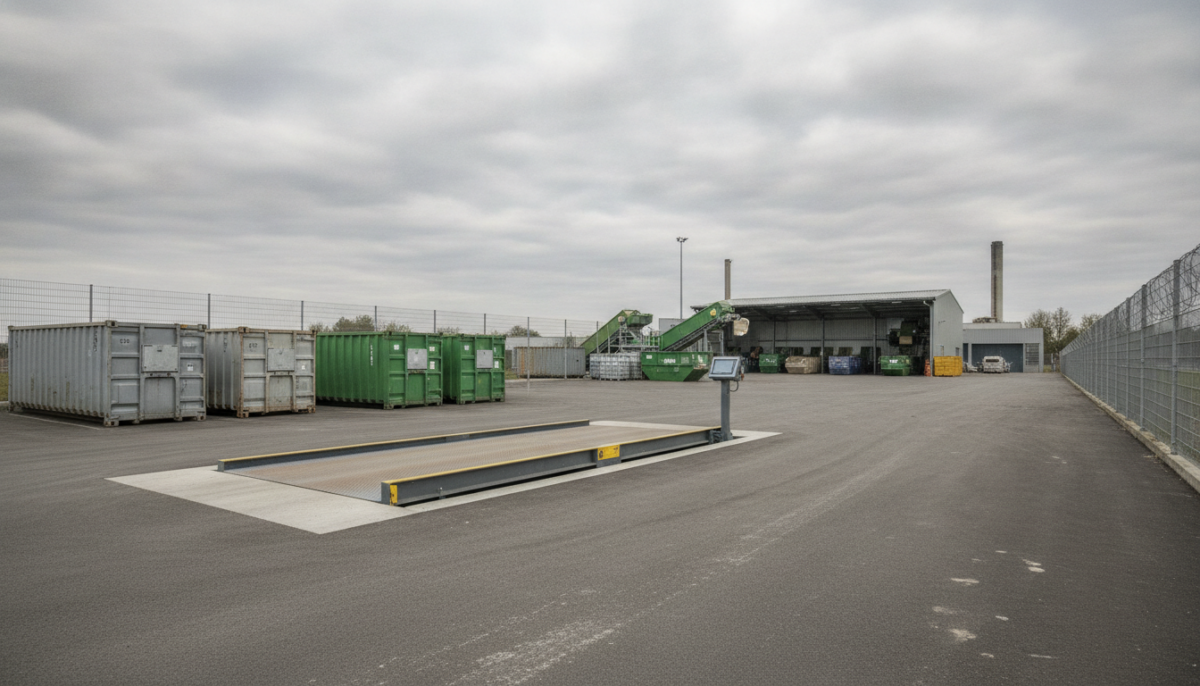 Abfallverwertungsstation mit Containern