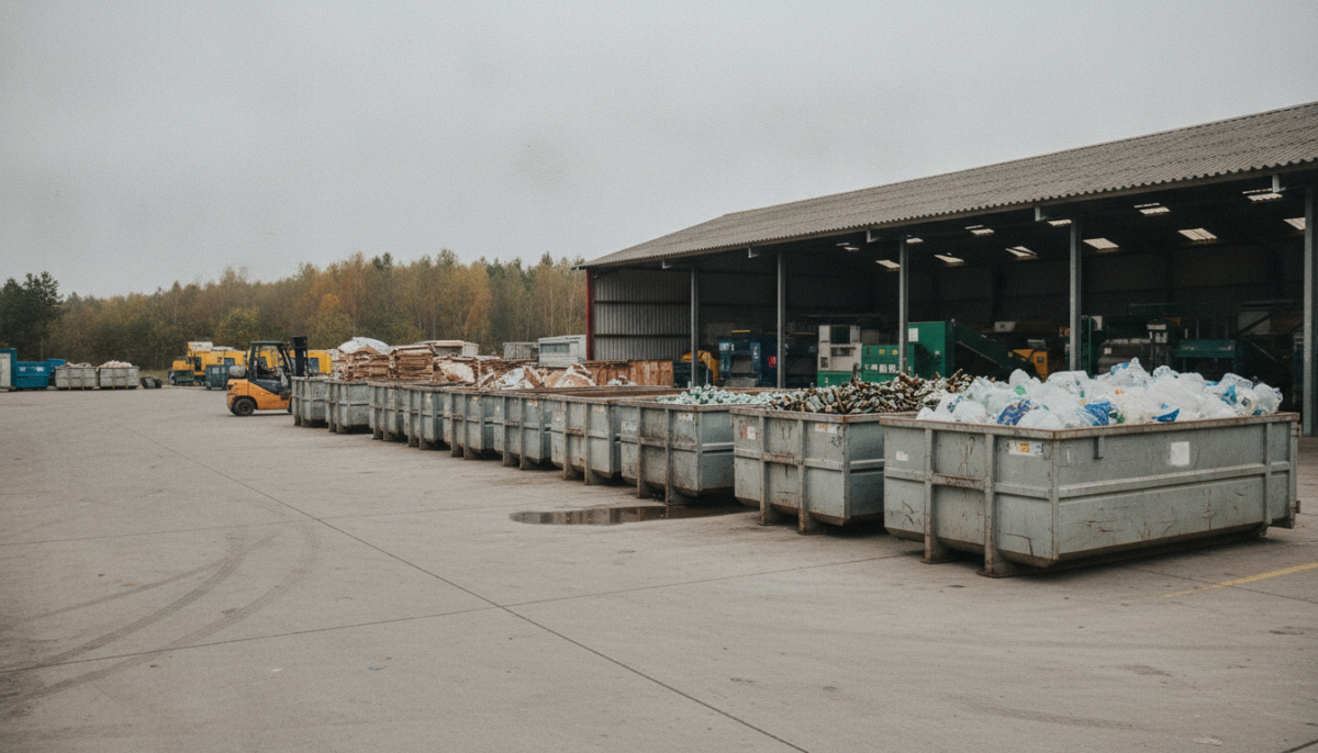 Kommunale Entsorgungsanlage mit Containern