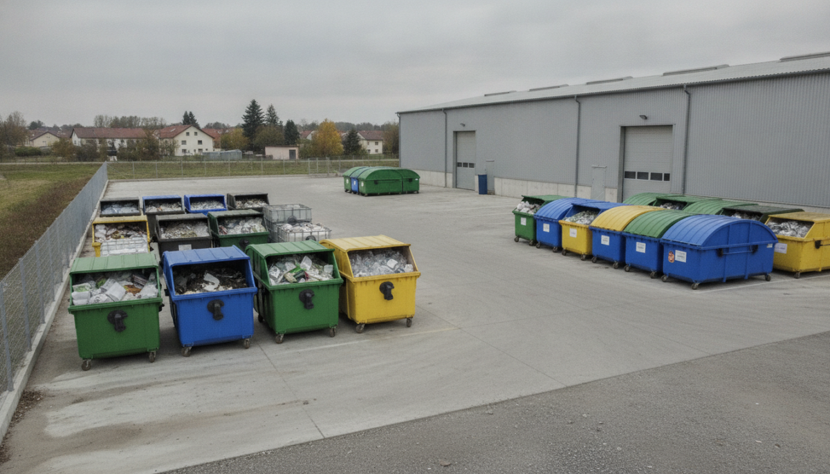 Kommunale Entsorgungsanlage mit Containern