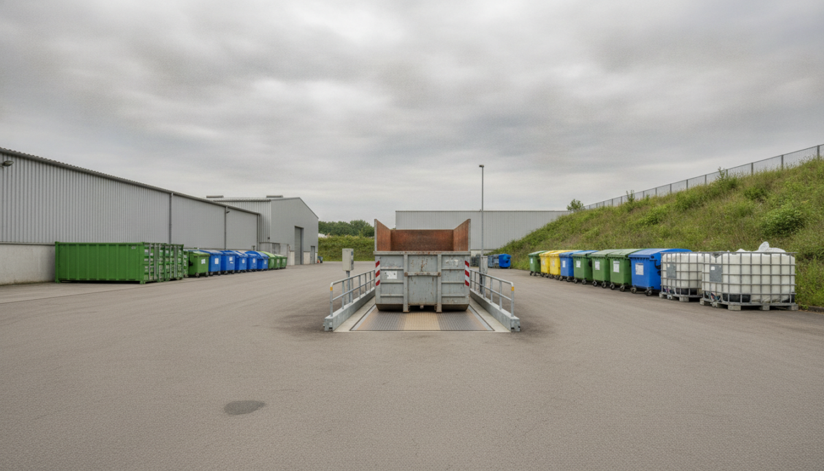 Kommunale Entsorgungsanlage mit Containern