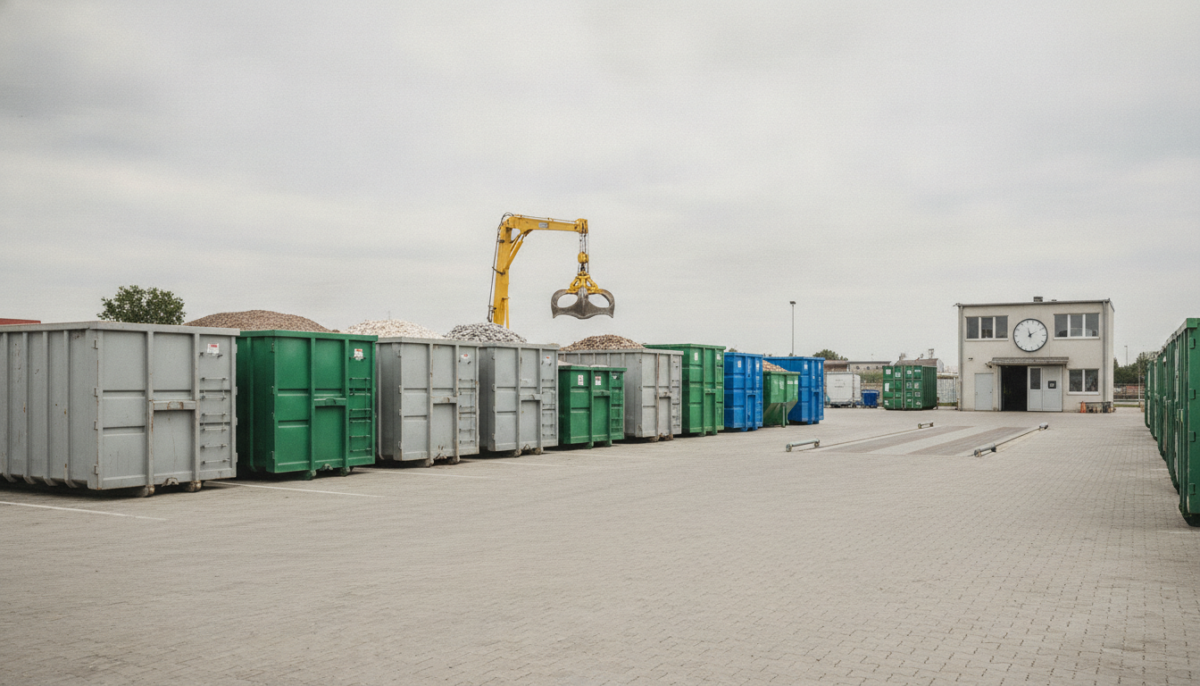 Kommunale Wertstoffannahmestelle mit Containern