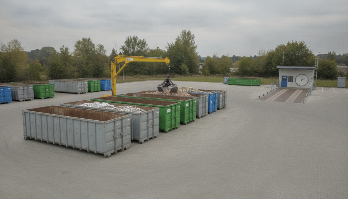 Kommunale Wertstoffannahmestelle mit Containern