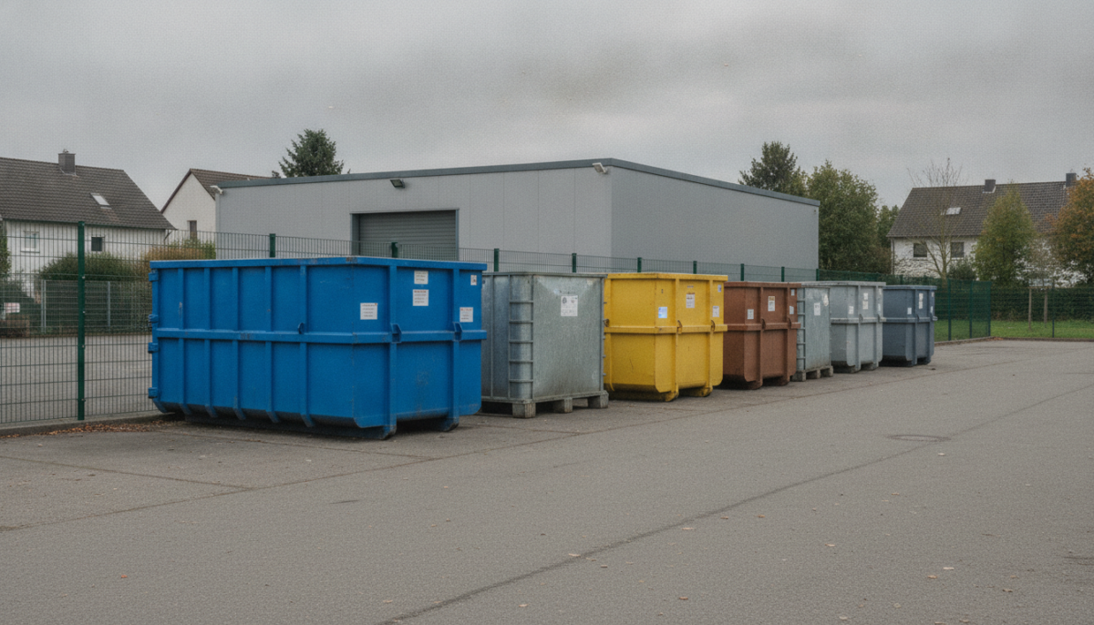 Kommunaler Entsorgungspark mit Containern