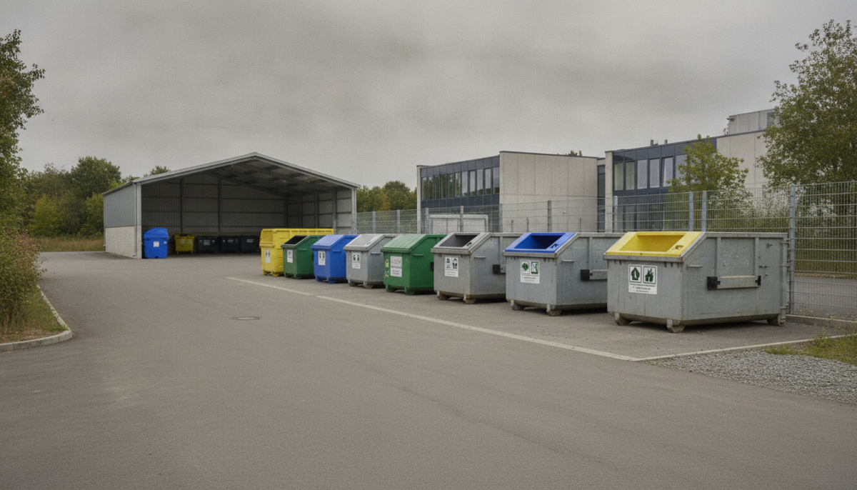 Kommunaler Entsorgungspark mit Containern