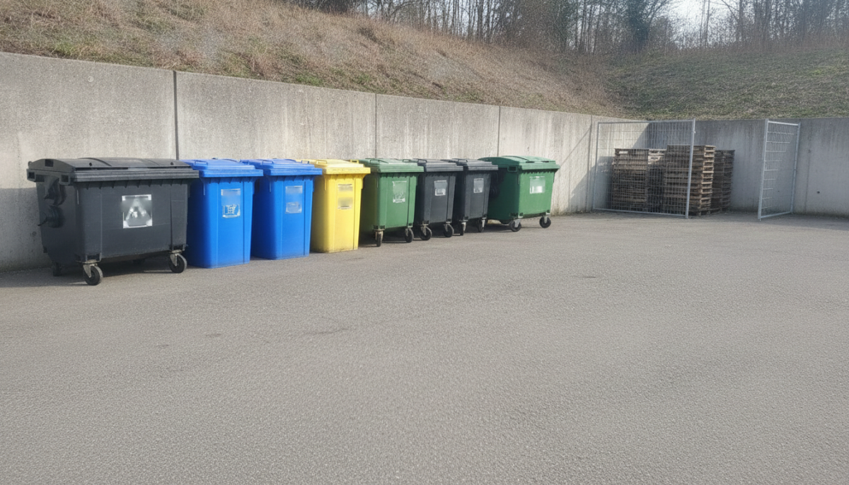 Kommunaler Entsorgungspunkt mit Containern
