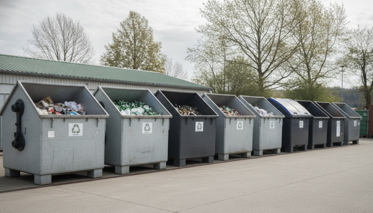 Kommunaler Recyclinghof mit Containern