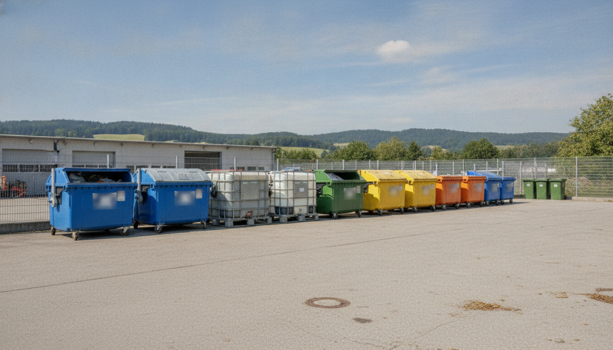Kommunaler Recyclinghof mit Containern