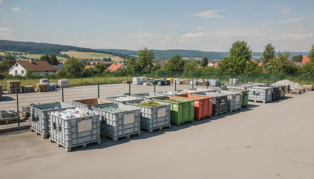 Kommunaler Recyclinghof mit Containern