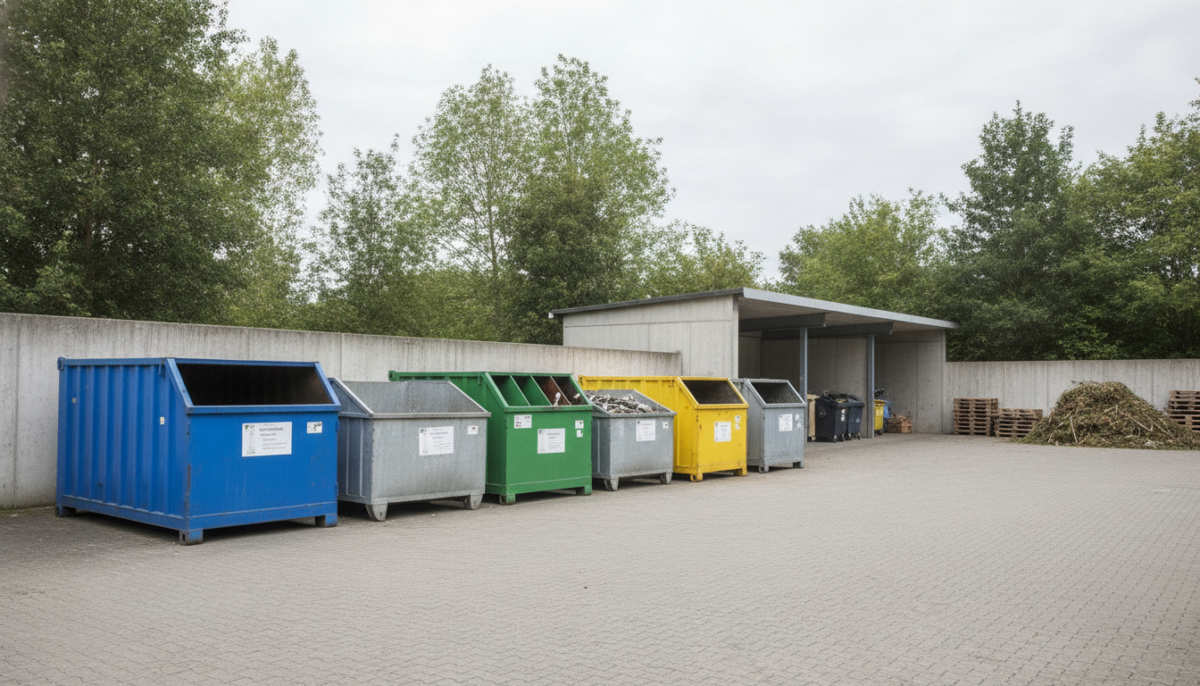 Kommunaler Recyclinghof mit Containern