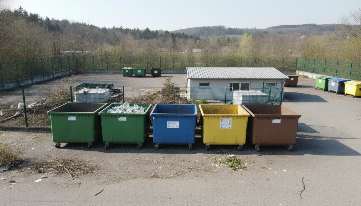 Kommunaler Recyclinghof mit Containern