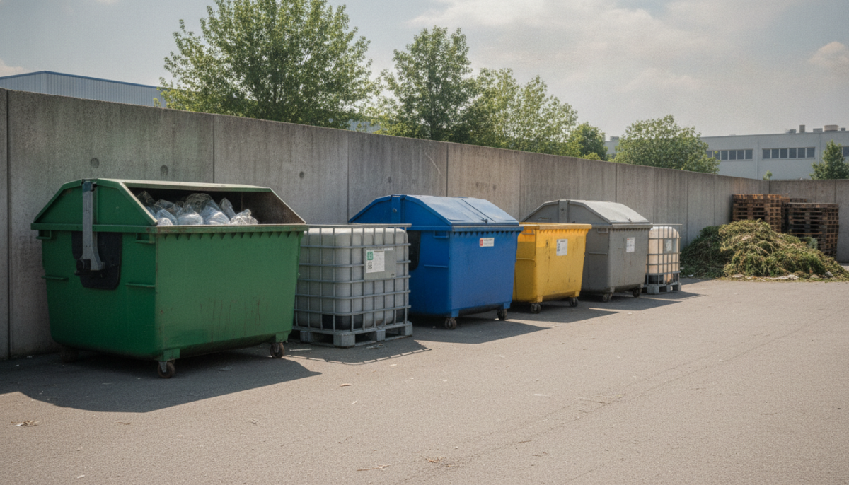 Kommunaler Recyclinghof mit Containern