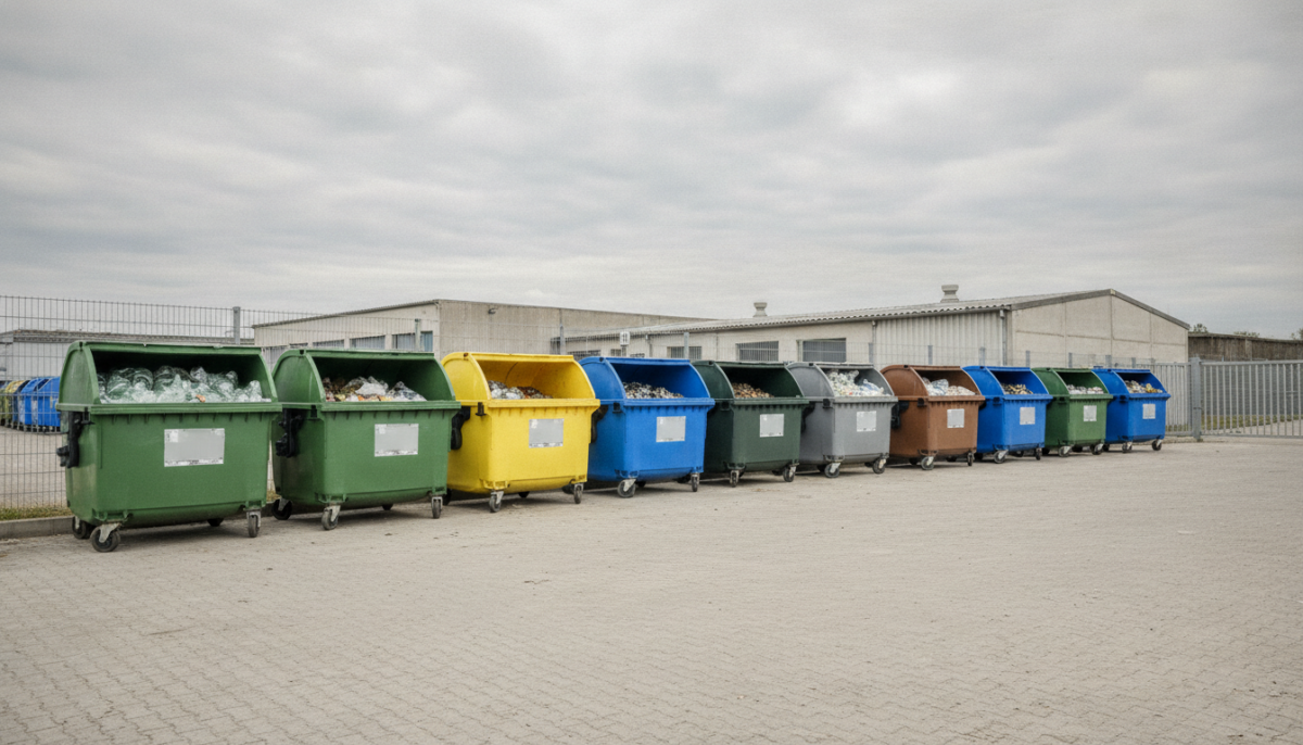 Kommunaler Recyclinghof mit Containern