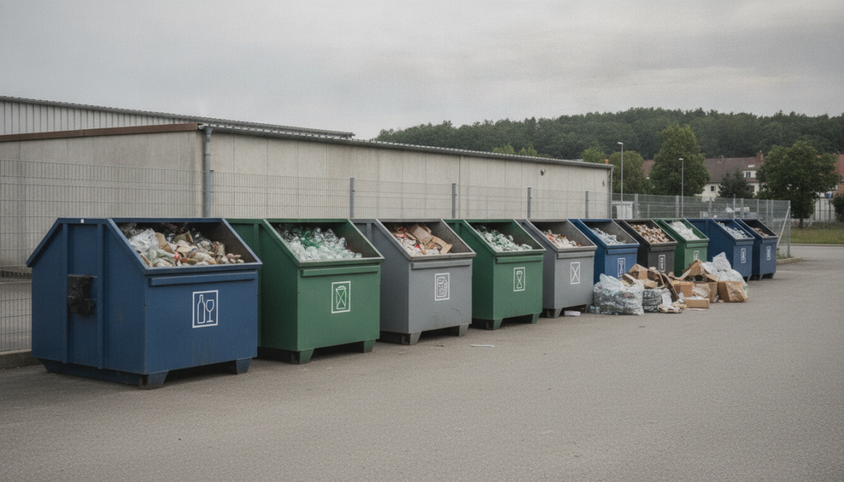 Kommunaler Recyclinghof mit Containern
