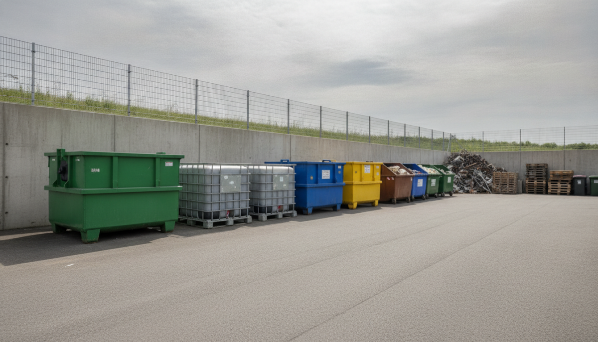 Kommunaler Recyclinghof mit Containern